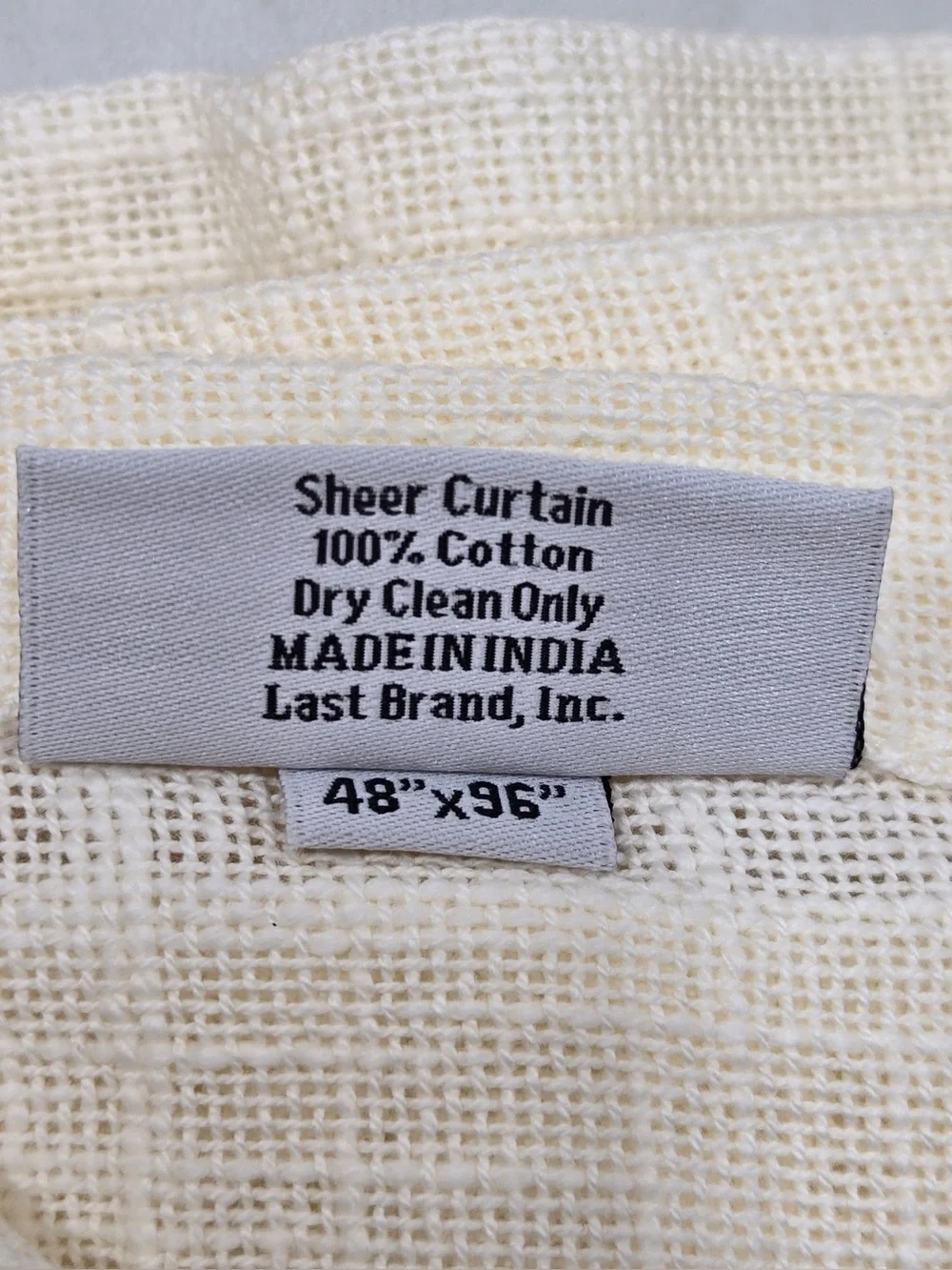 NWT QUINCE Set Of 4 48x96 Cotton Sheer Curtains Ivory 0955